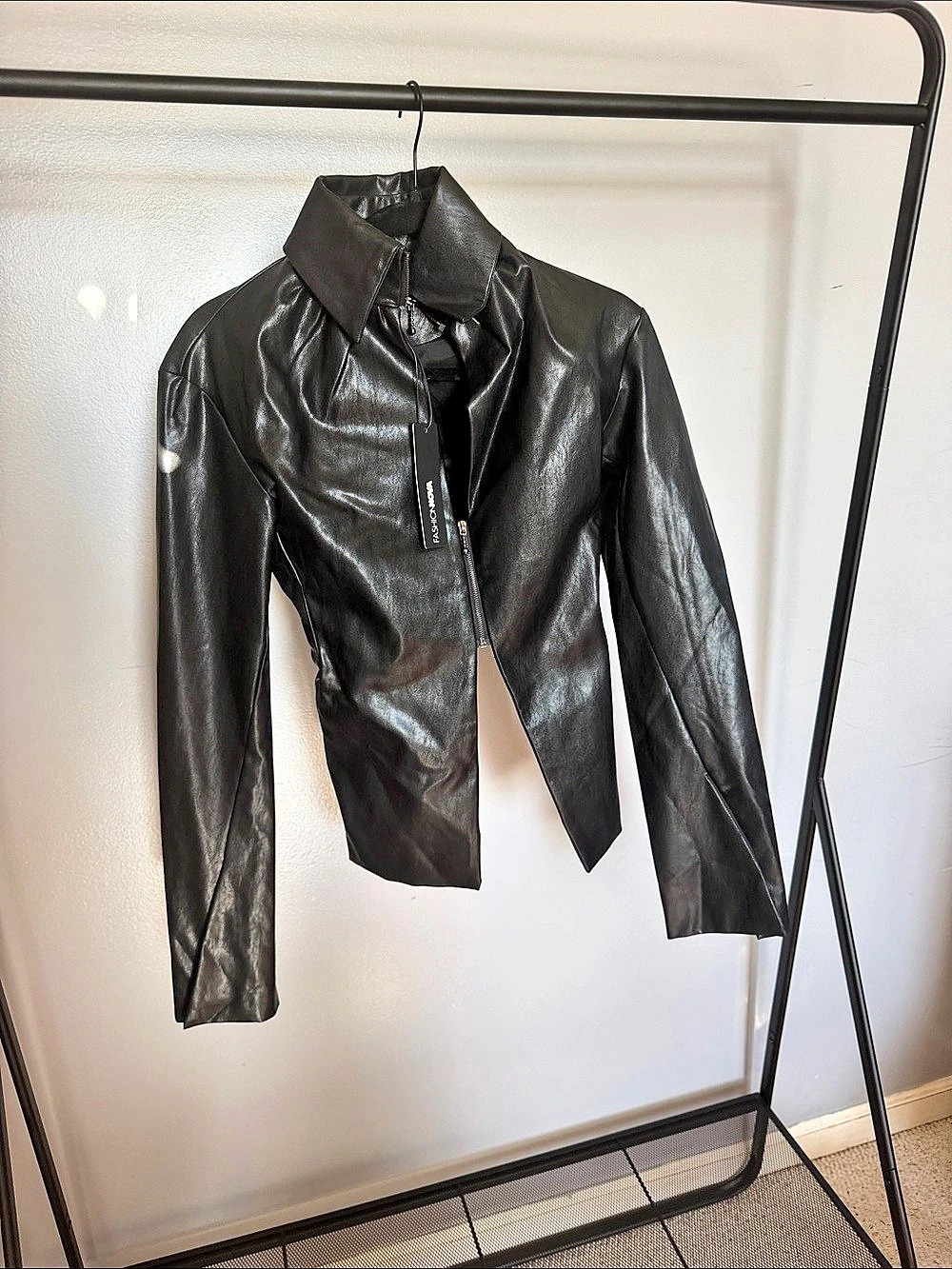 Fashion Nova Faux Leather Jacket in Black NWT